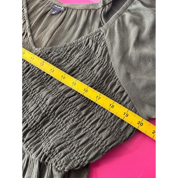 Torrid Womens Olive Green Smocked Puff Sleeve Top Size 1X Boho Flowy Romantic - Picture 6 of 7